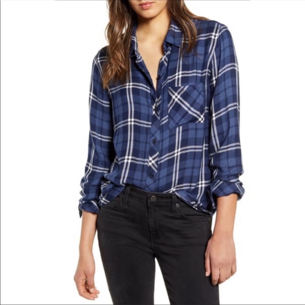 Rails Hunter Button Button Down Shirt, Midnight/White, Size L